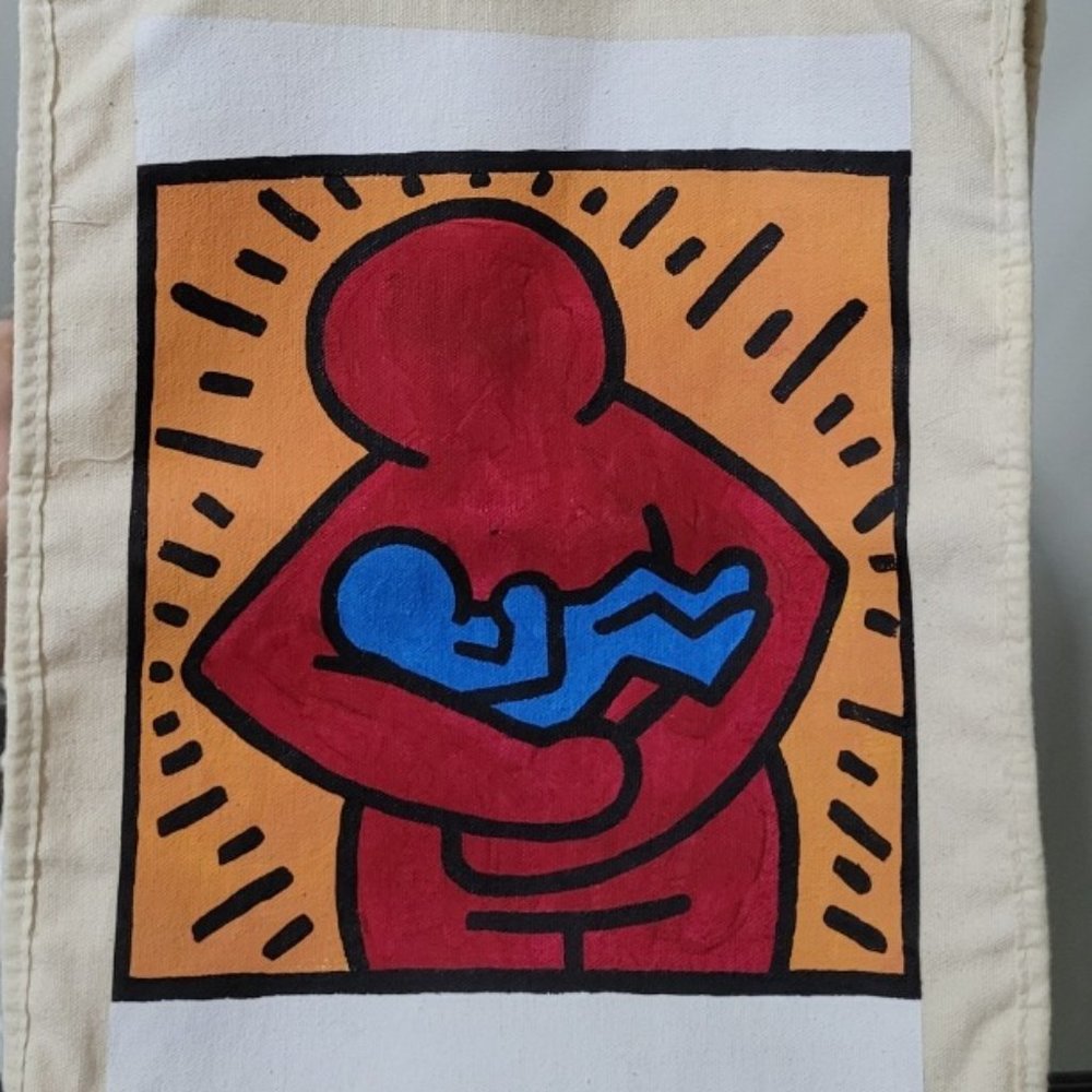 Artisan Keith Haring Mother and Baby Canvas Tote